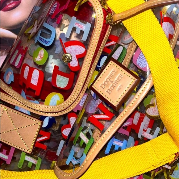 Rare Dooney & Bourke scribble graffiti clear vinyl colorful pet dog carrier 13x8 - Picture 1 of 13